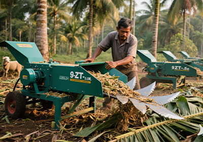 马来西亚棕榈园农户的“棕榈叶处理机”