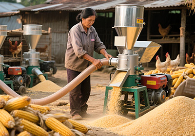 越南河内养鸡户的“磨粉神器”——站着就能磨玉米，鸡吃了成活率提高15%！